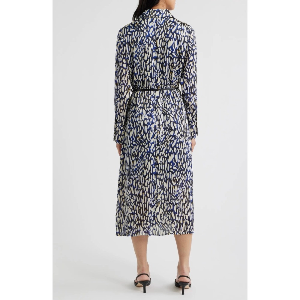 NEW Sam Edelman Size 6 Abstract Print Long Sleeve Shirt Dress Midi Luxury Office - Picture 2 of 12